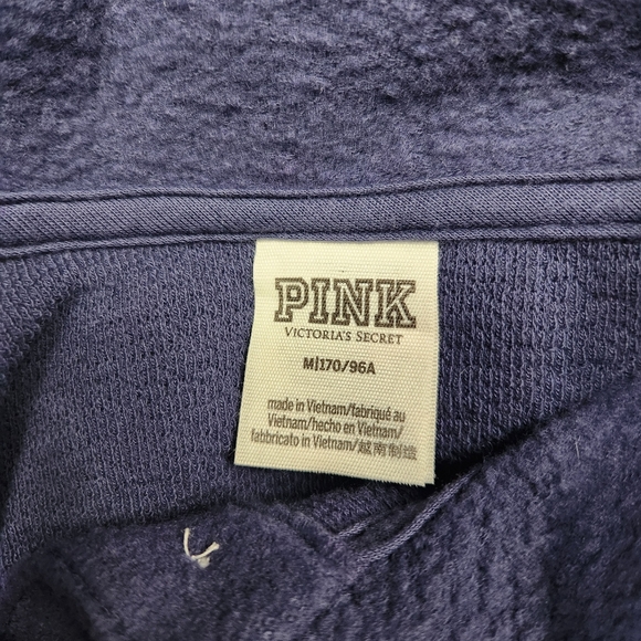 Victoria's Secret PINK Womens Fleece Cropped Polo Sweatshirt.Midnight Navy - Picture 7 of 12